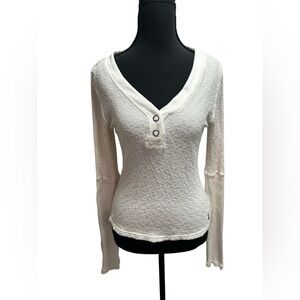 FP Movement by Free People white Button Down V-Neck Top recovery top size large
